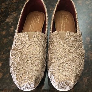 Silver Glitter Toms - size 5 - BRAAND NEW